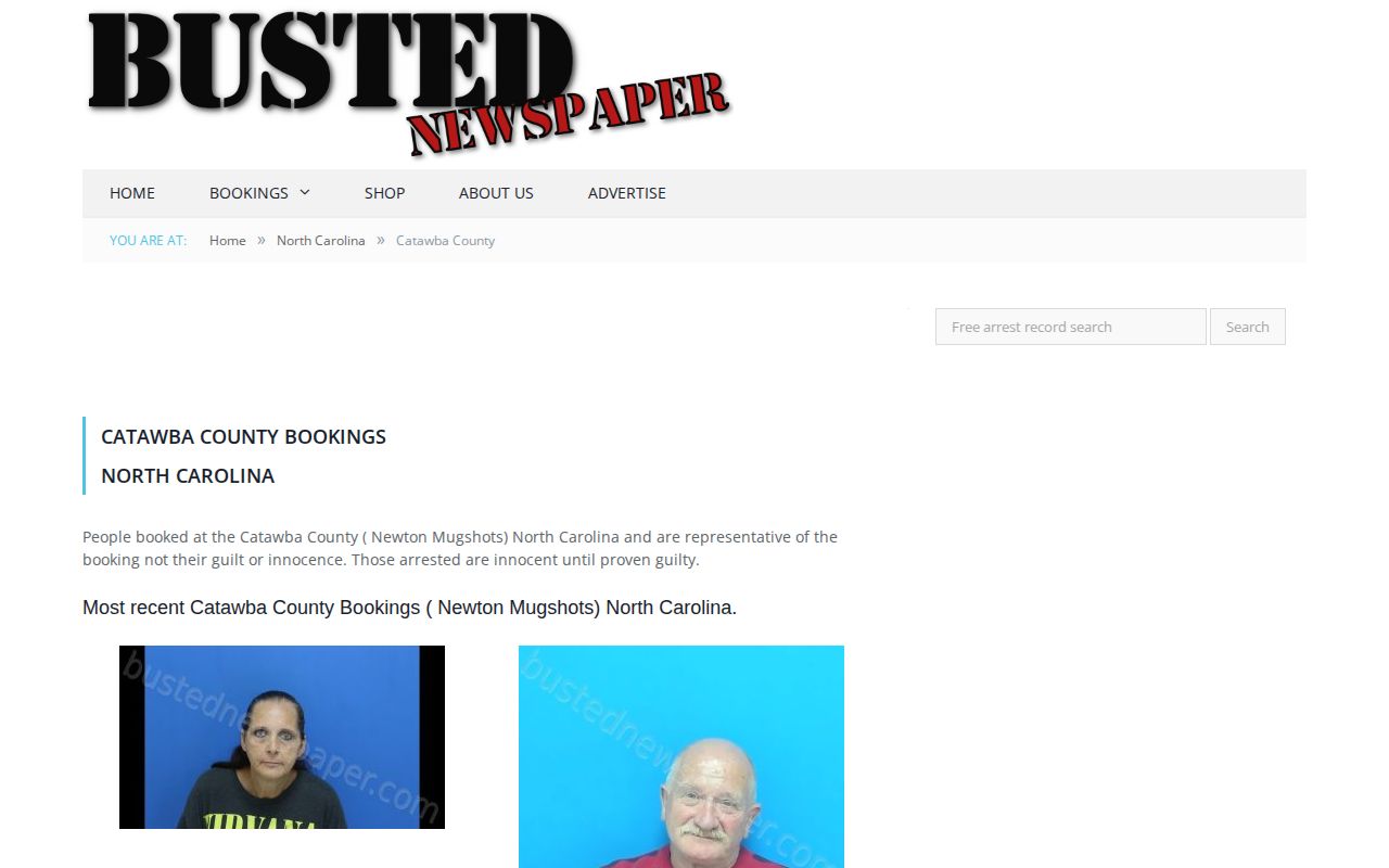Unofficial Busted Newspaper Catawba County booking-style news section