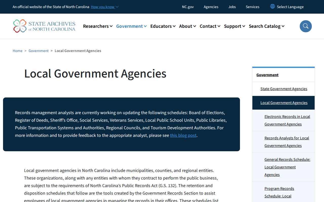 North Carolina State Archives local government records context for the Catawba County 2017 wanted document